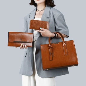 Conjunto em Couro Bolsa + 2 Carteira Safira SF691