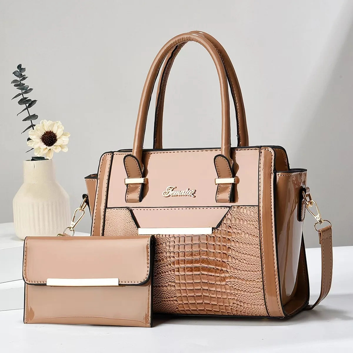Kit Bolsa e Carteira em Couro Legítimo -  Safira SF294