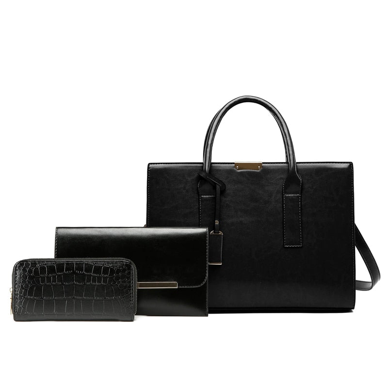 Conjunto em Couro Bolsa + 2 Carteira Safira SF691