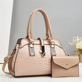 Kit com Bolsa e Carteira em Couro Legítimo Safira SF573