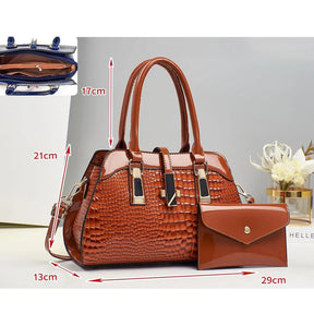 Kit com Bolsa e Carteira em Couro Legítimo Safira SF573