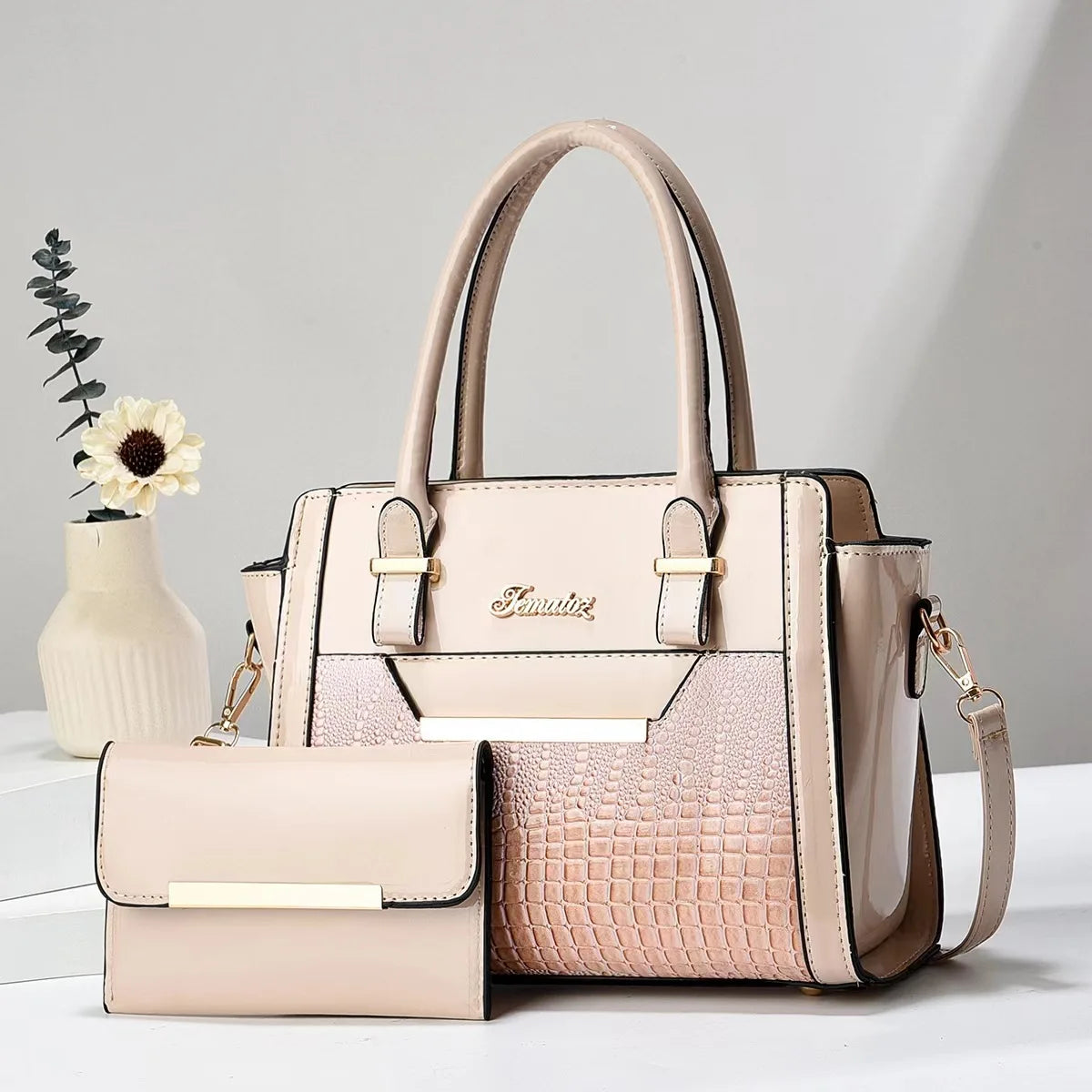 Kit Bolsa e Carteira em Couro Legítimo -  Safira SF294