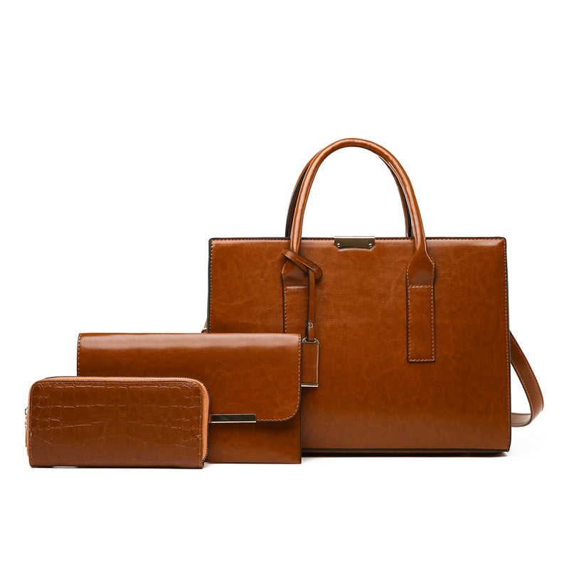 Conjunto em Couro Bolsa + 2 Carteira Safira SF691